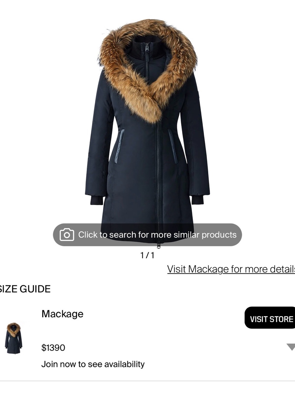 Mackage Women's Black Puffer Coat with Tan Fur Trim Hood Kay-f style